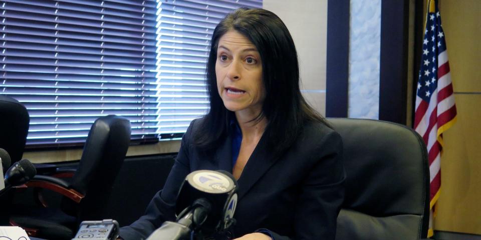 In this March 5, 2020 file photo, Michigan Attorney General Dana Nessel addresses the media during a news conference in Lansing,