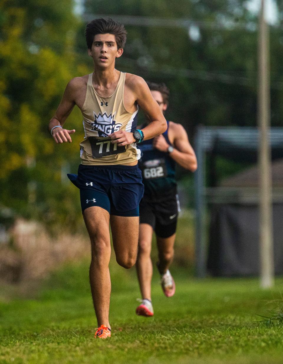 Hayden Tank of Southwest Florida Christian Academy leads the Private 8 Conference Championship at Bishop Verot High School on Tuesday, October 19, 2021. He would go on to win. 