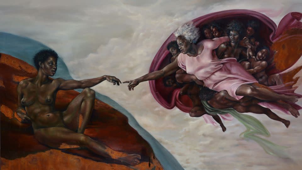 In Rosales' "Creation of God," God is a Black woman. - Lucy Garrett/Harmonia Rosales