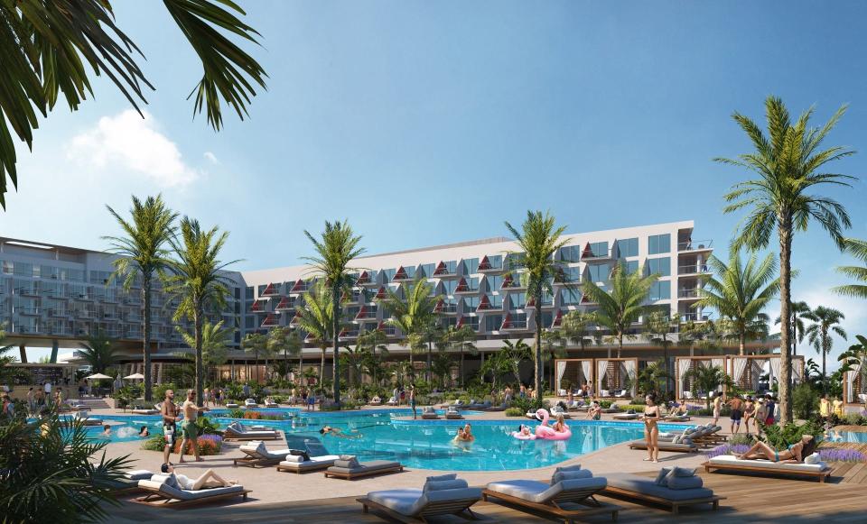 This artist's rendering shows the pool area of the planned 502-room Westin Cocoa Beach Resort & Spa, which is scheduled to open in 2027.