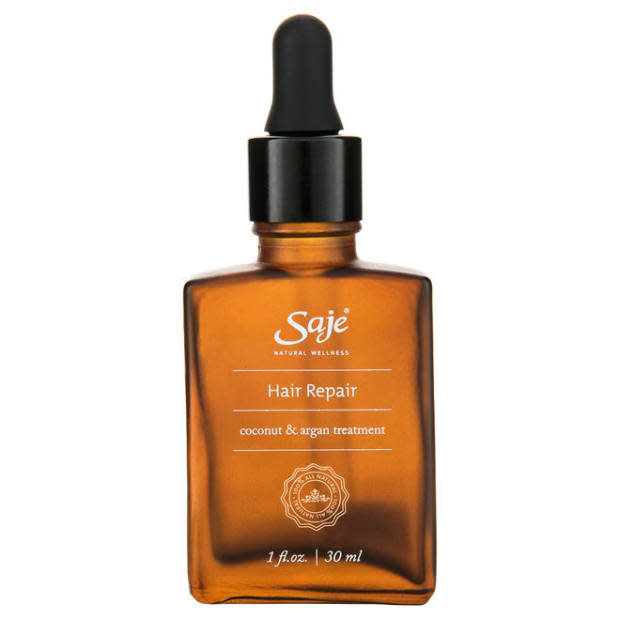 <p>Saje Hair Repair Coconut & Argan Treatment, $19.95, <a href="https://shop-links.co/1676730378026031830" rel="nofollow noopener" target="_blank" data-ylk="slk:available here;elm:context_link;itc:0;sec:content-canvas" class="link ">available here</a>.</p>