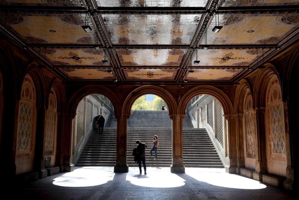 Staircase leading to the Bethesda Terrace and Fountain in Central Park in New York City on Oct. 28, 2021.