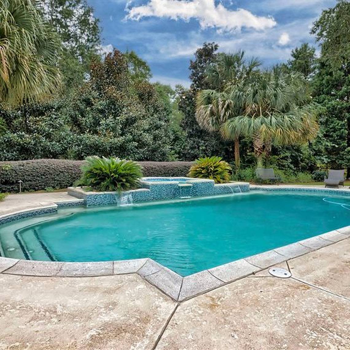 The swimming pool included with a $1.3 million luxury home for sale in Columbia.