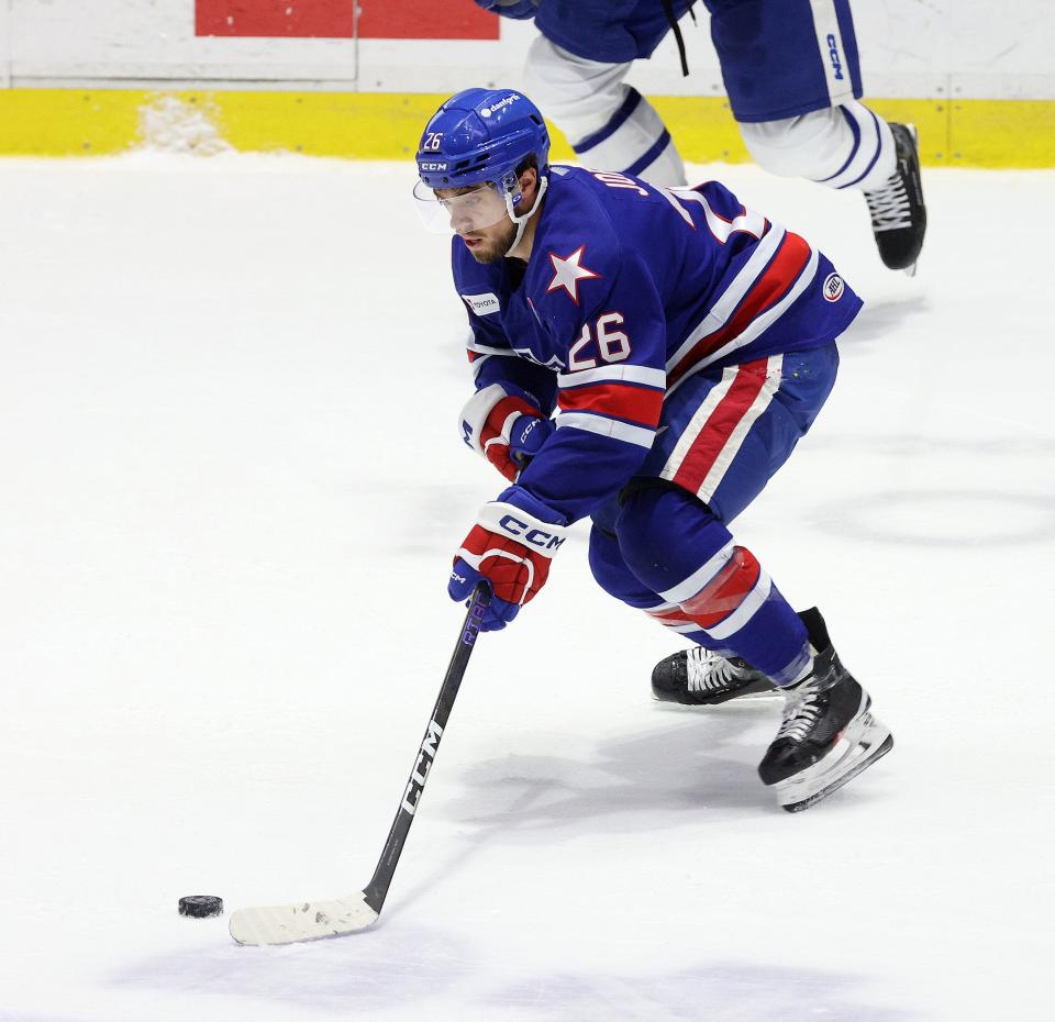 Mason Jobst, the Amerks leading scorer in the postseason, scored another goal Tuesday night in Game 1 against Hershey.