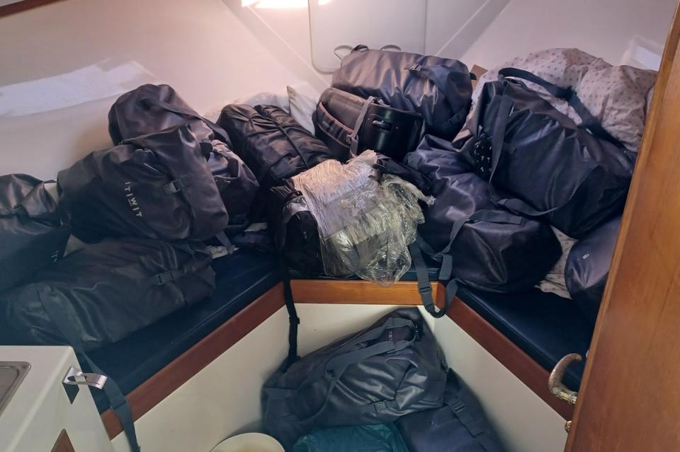 Bags found on board the small vessel in Eastbourne, Sussex  (Met Police)