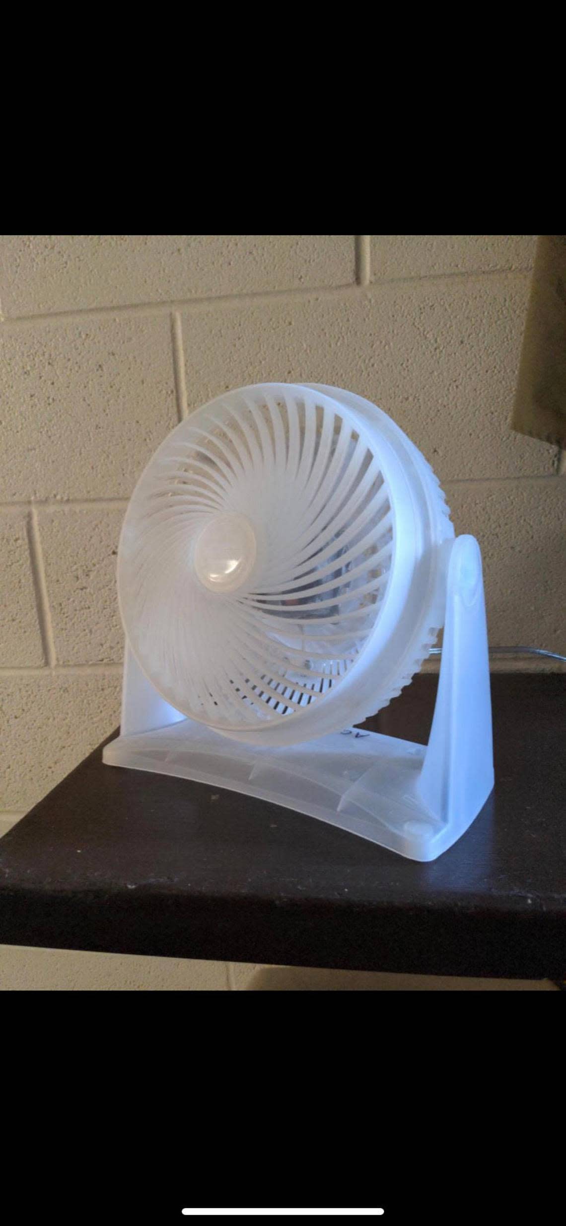 A desk fan at FCI Seagoville, where four of the seven buildings do not have air conditioning, costs $30.70.