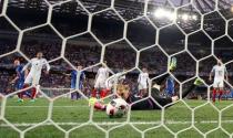 Football Soccer - England v Iceland - EURO 2016 - Round of 16 - Stade de Nice, Nice, France - 27/6/16 Iceland's Kolbeinn Sigthorsson scores their second goal REUTERS/Eric Gaillard Livepic