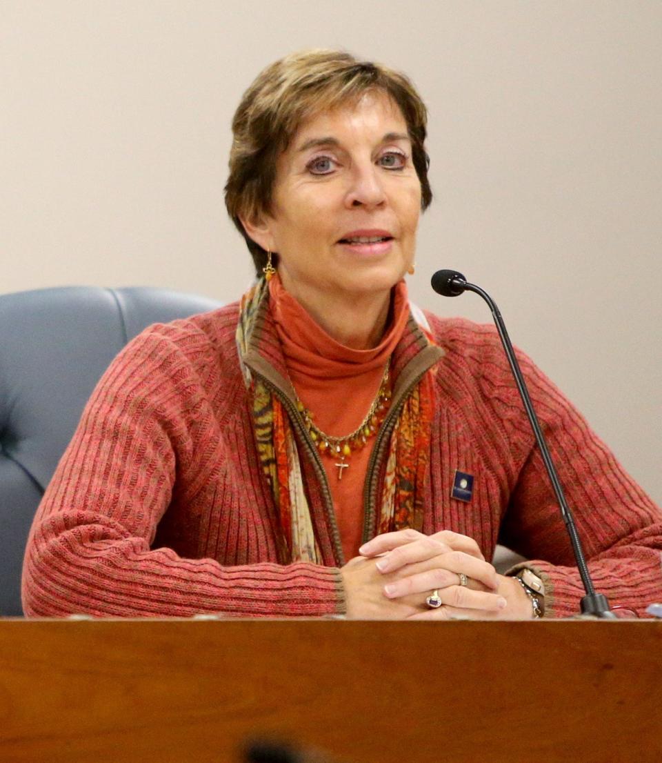 St. Joseph County Commissioner Deb Fleming takes part in the commissioners meeting Tuesday, Nov. 14, 2023, in the Council Chambers in the County-City Building in South Bend.
