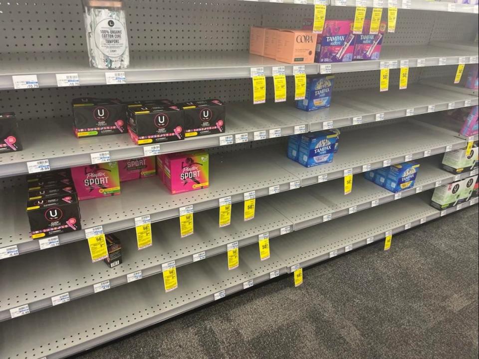 “Every store you go to looks like this,” Santa Cefalu, an underwriter from Arizona, said of the tampon shortage.