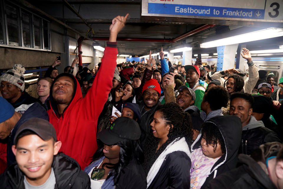 Eagles fans celebrate in the streets