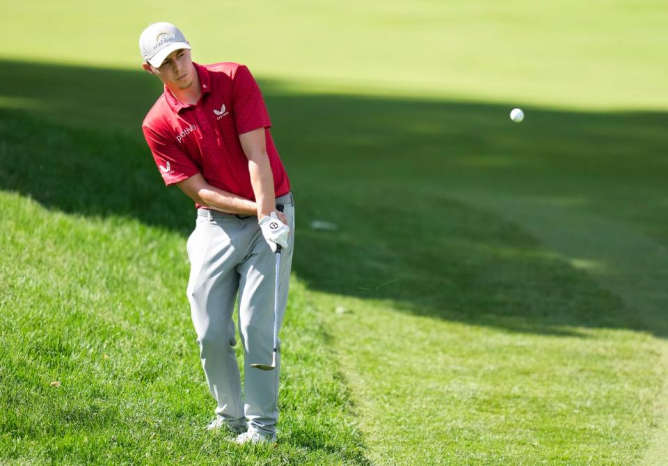 Matt Fitzpatrick hit from the rough on the 14th hole during round two of the Canadian Open (Nathan Denette/The Canadian Press via AP) (AP)