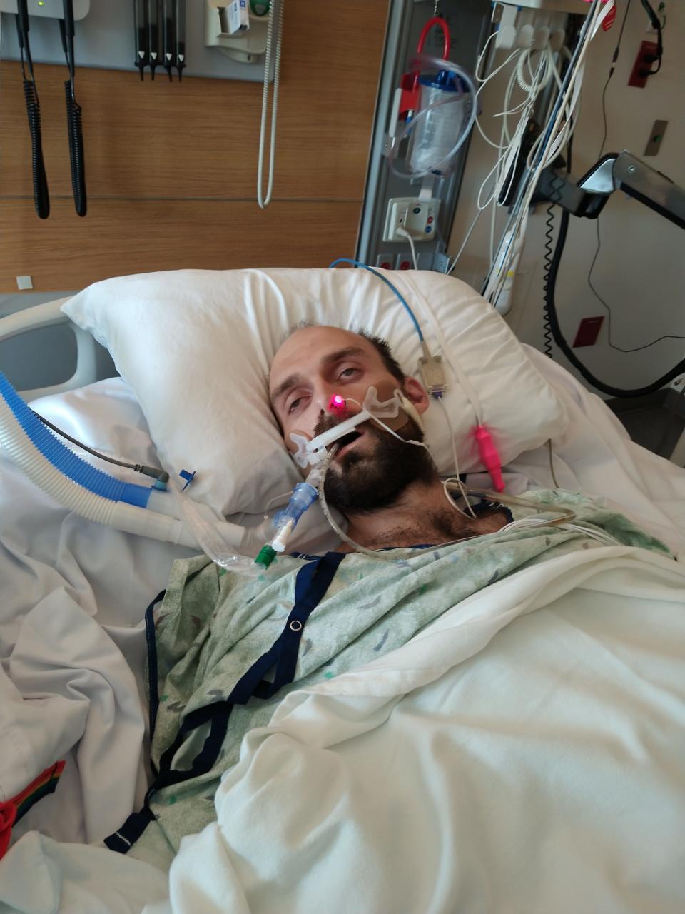 Joshua McLemore is pictured shortly before he died at Mercy West Hospital in Cincinnati. The 29-year-old died of multiple organ failure after he was kept in an isolation cell at Jackson County Jail in Brownstown, Indiana for 20 days, according to a new federal lawsuit alleging violation of his constitutional rights.