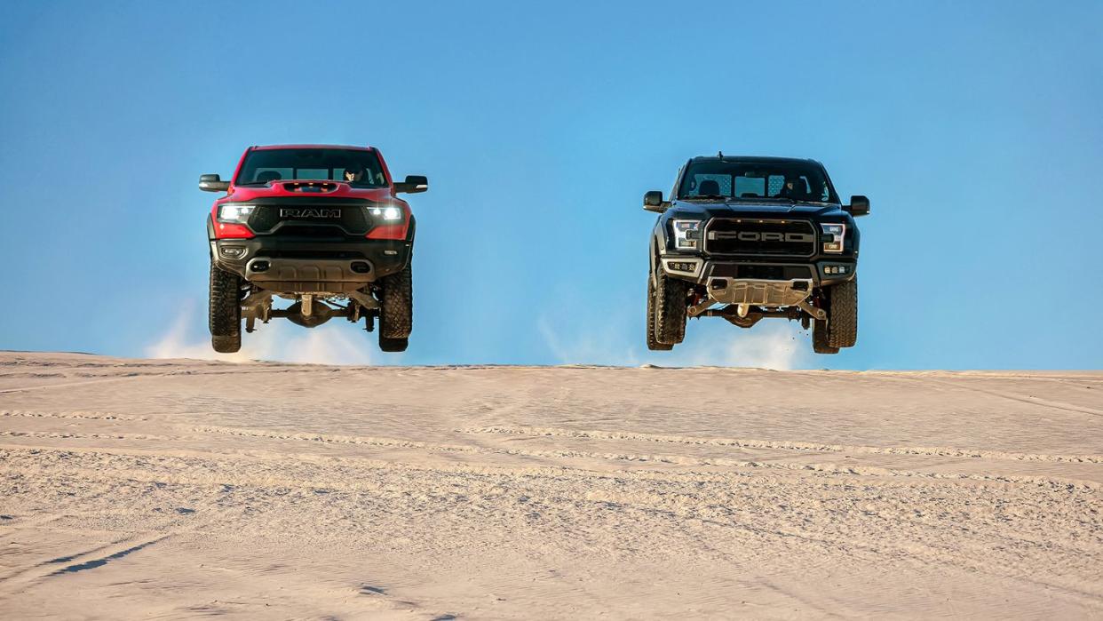 2021 ram 1500 trx and 2020 ford f 150 raptor