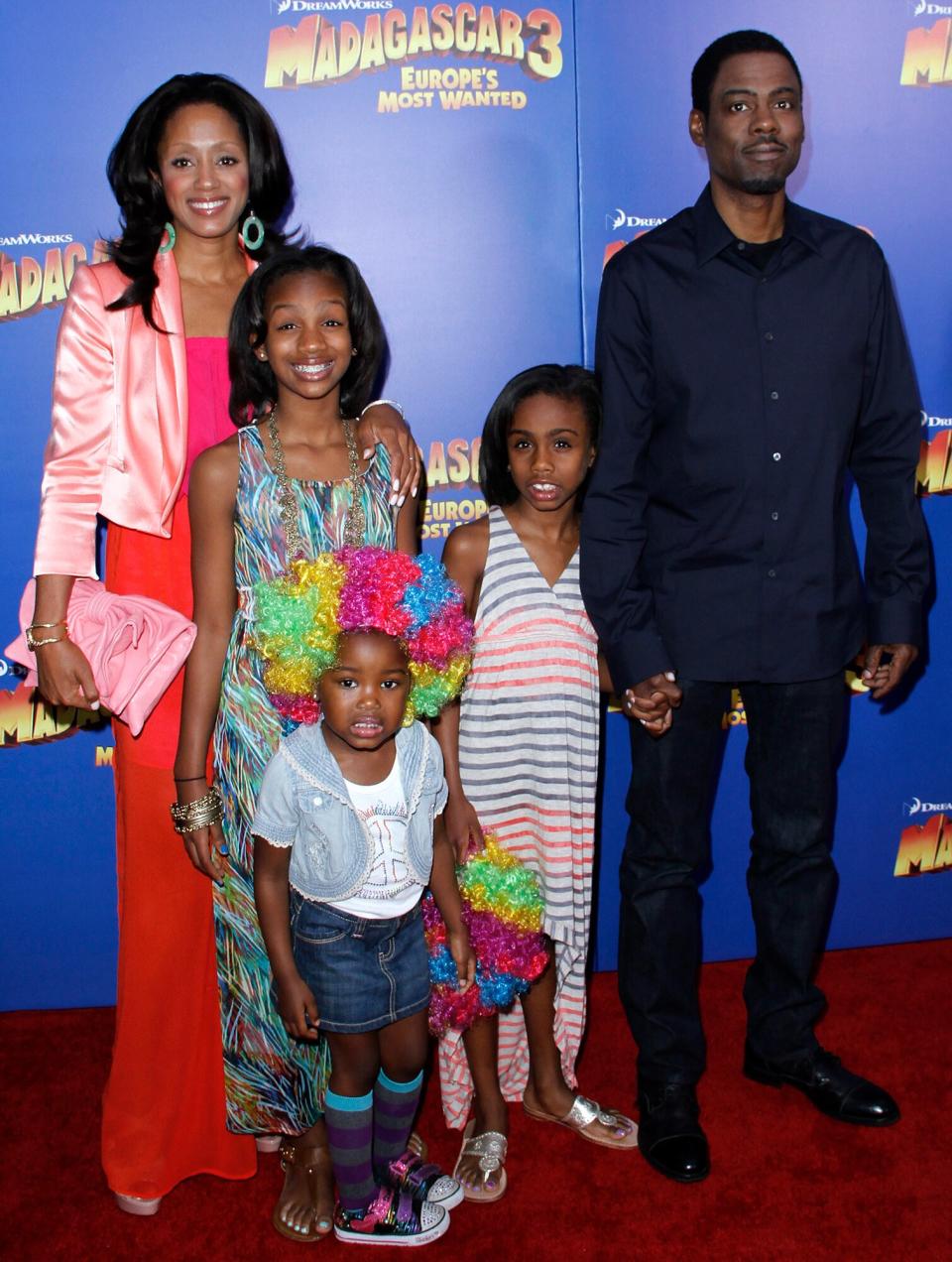 Malaak Compton-Rock, Lola Rock, Savannah Rock, Chris Rock and Tompi attend the "Madagascar 3: Europe's Most Wanted" New York Premier at Ziegfeld Theatre on June 7, 2012 in New York City