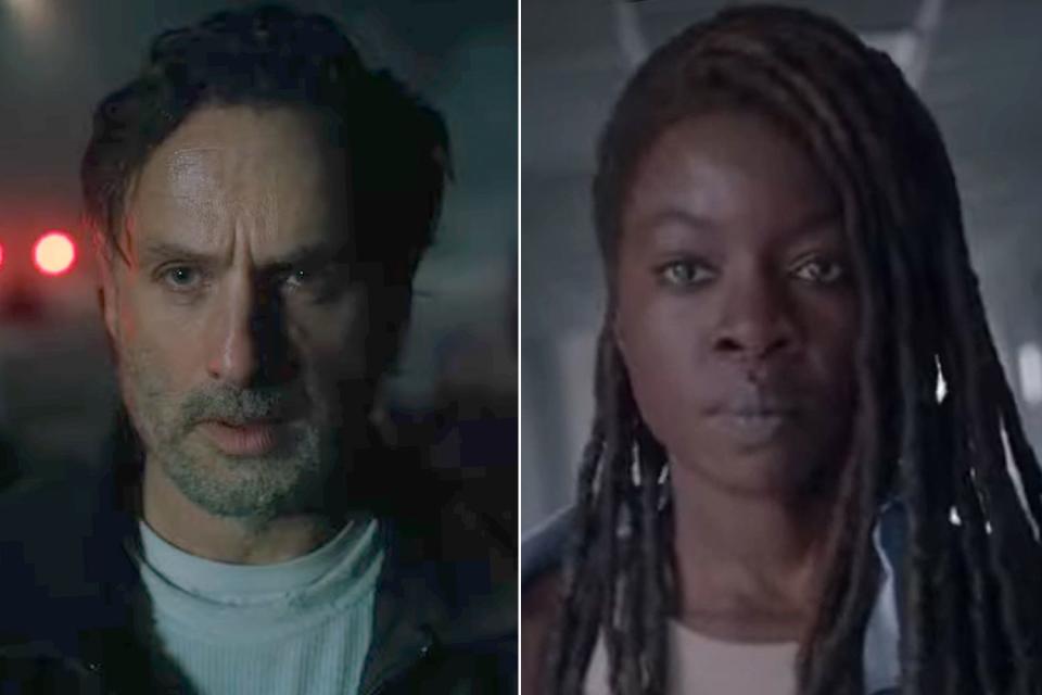 <p>The Walking Dead/Youtube</p> Andrew Lincoln and Danai Gurira in 