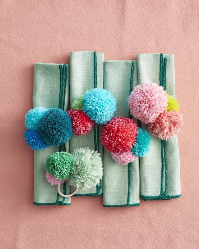 Red Yarn Pom Poms 