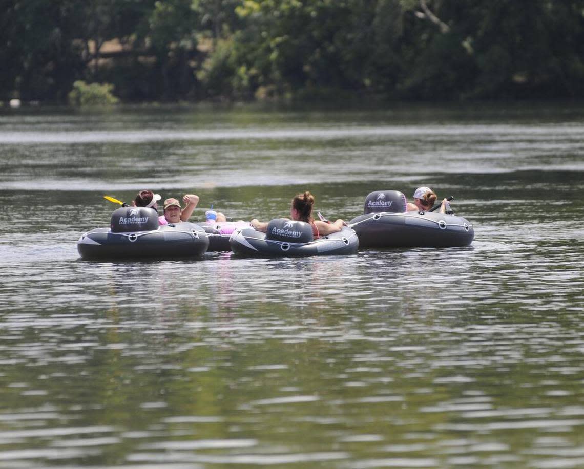 Tubers float down the Catawba River.