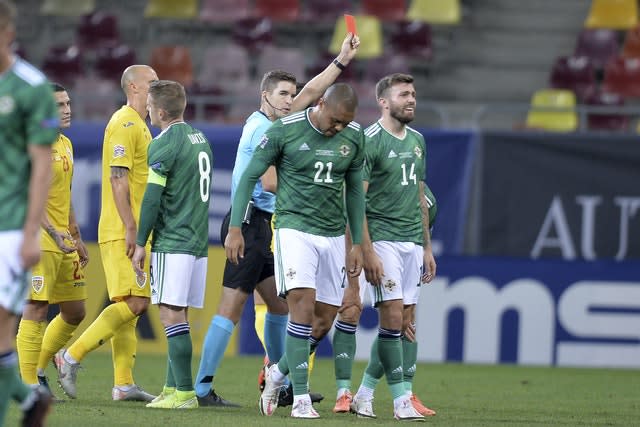 Northern Ireland had Josh Magennis sent off 