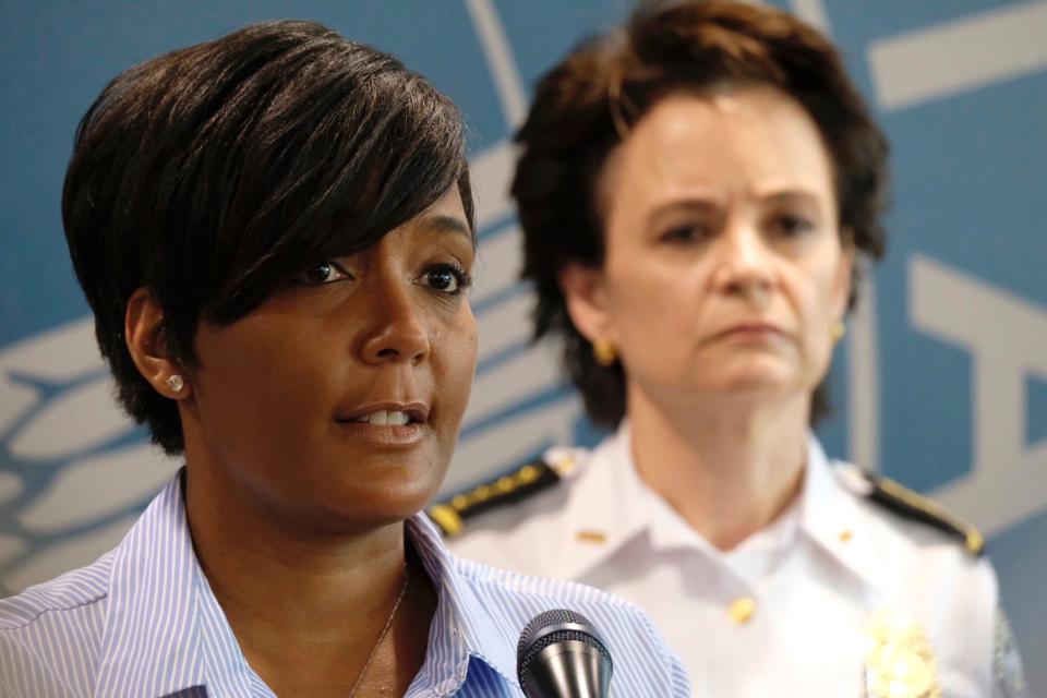 Atlanta Mayor Keisha Lance Bottoms and Police Chief Erika Shields announce a curfew on May 30, 2020.