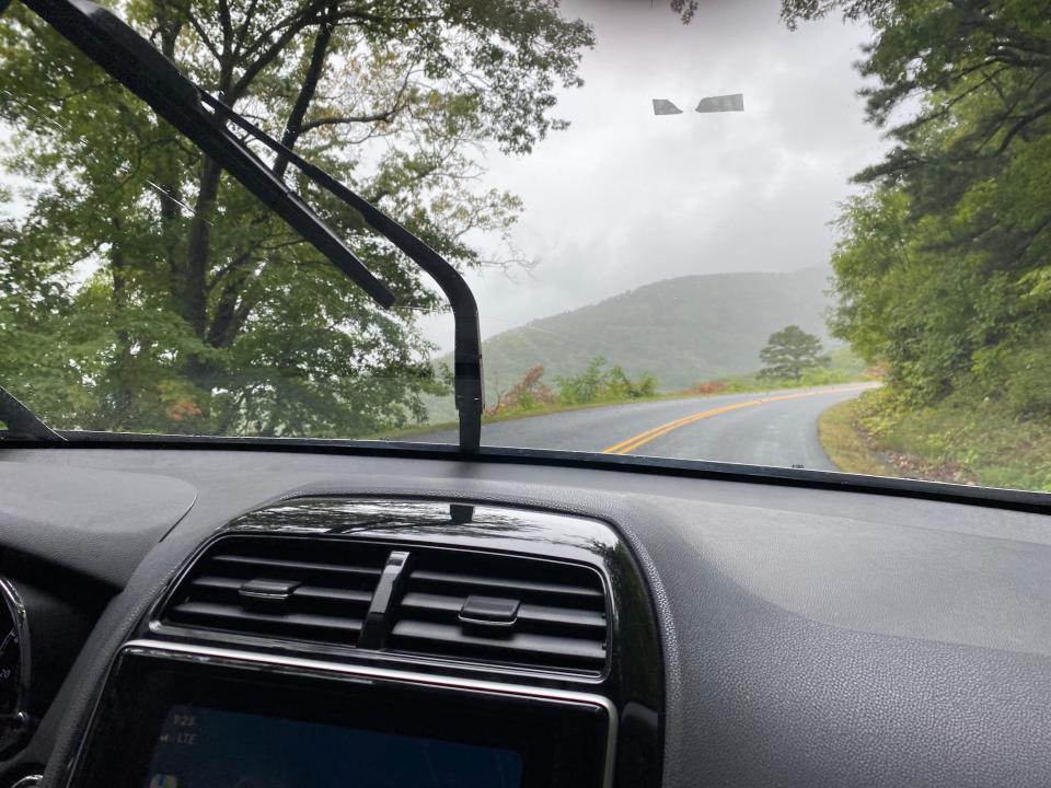 driving out of Shenandoah National Park