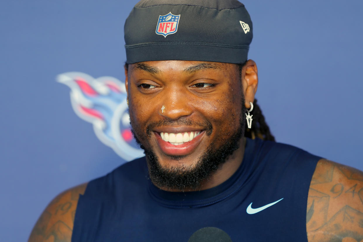 Derrick Henry got a nice pay increase before the 2022 season. (Photo by Cliff Welch/Icon Sportswire via Getty Images)