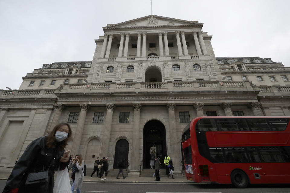 Bank of England in London. Photo: Matt Dunham/AP