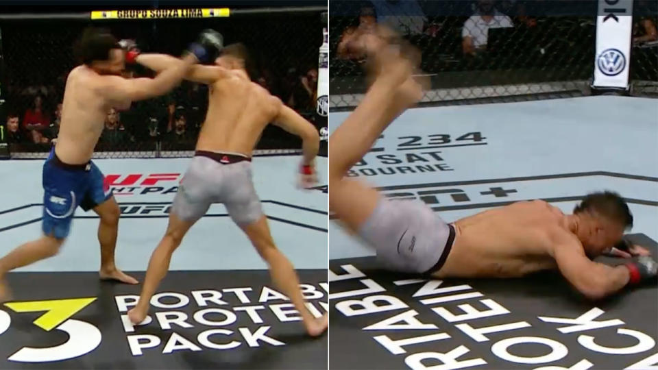 Walker celebrated his 15 second KO with an outrageous celebration. Pic: ESPN