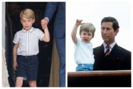 <p>George llevó también una prenda muy similar en el bautizo de su hermano Louis el pasado mes de julio. Por cierto, la camisa blanca con rayas azules debía ser una de las favoritas de Lady Di para el príncipe Guillermo, ya que se la volvió a poner para un acto en 1987. (Foto: Dominic Lipinsky / AFP / Getty Images / Gtres). </p>