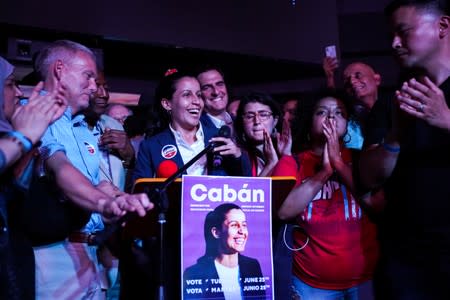 Queens District Attorney (D.A.) candidate Tiffany Caban attends the Queens District Attorney election night in the Queens borough of New York City