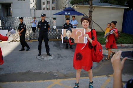 FILE PHOTO: Li Wenzu, wife of lawyer Wang Quanzhang, who was detained in what is known as the