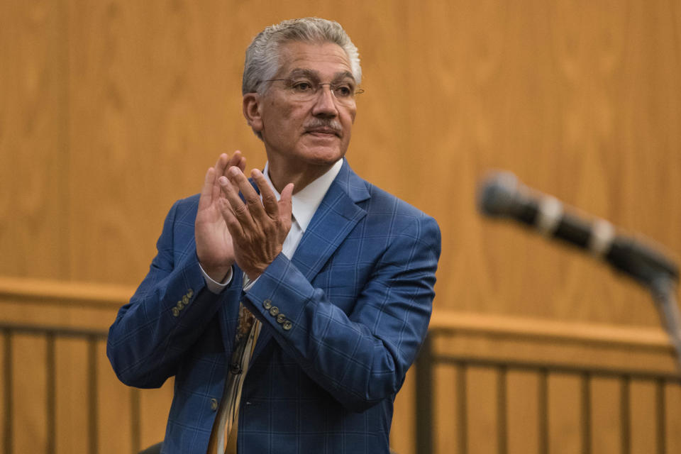 Fernando Macias is seen during a county commissioners' meeting at the Doña Ana County Government Center in Las Cruces on Tuesday, Aug. 24, 2021.