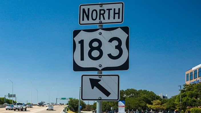 A sign marking the U.S. Route 183 corridor in Texas is shown. The 183 North Mobility Project, helmed by the Central Texas Regional Mobility Authority, may result in the seizing of more land from a Black family. (Photo: Central Texas Regional Mobility Authority)