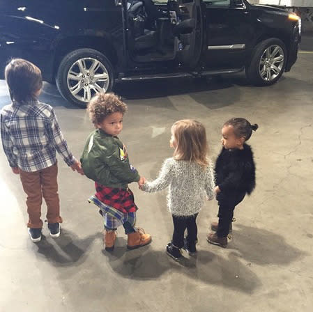 Penny and Nori held hands while arriving to take in an L.A. performance of Disney on Ice in 2014. The girls also let Mason and another little friend, Zeppelin Bonelli, get in on the fun! Photo: Instagram