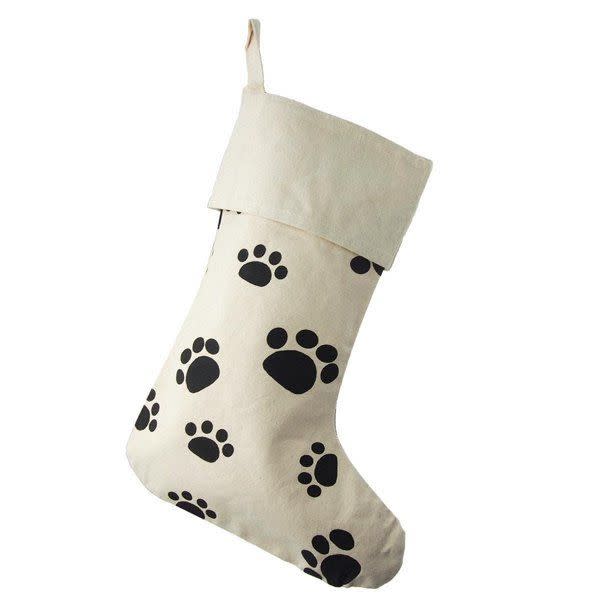 Paw Print Cotton Canvas Christmas Stocking