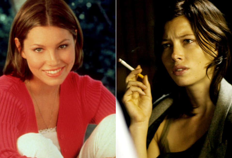 <b>Jessica Biel </b><br> In 2009, Jessica Biel played a stripper in the Los Angeles-set drama "Powder Blue." But she started out as an all-American teen on the popular late- '90s WB series "7th Heaven."
