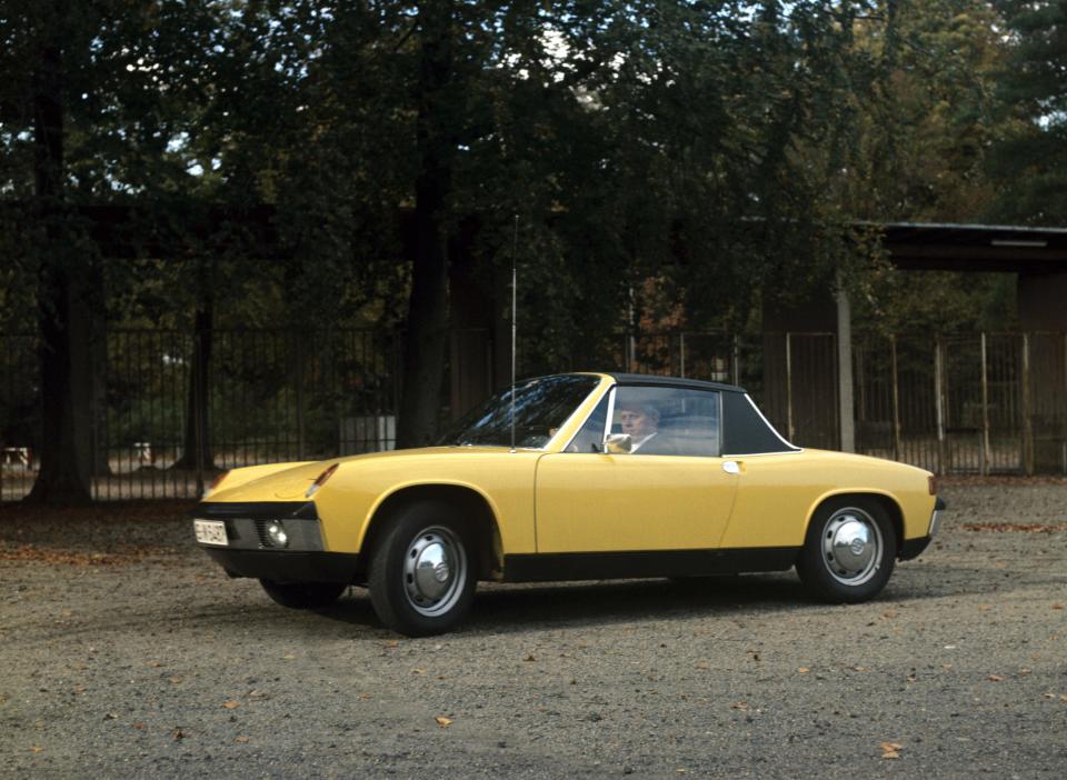 A yellow Porsche 914