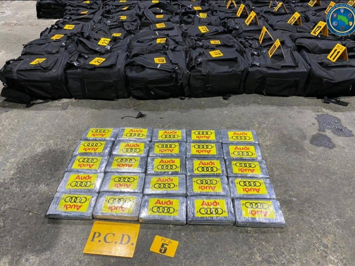 Packages containing cocaine seized during an operation by the Drug Control Police  (via REUTERS)