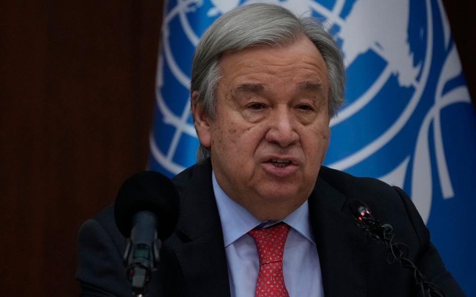 United Nations secretary-general Antonio Guterres says 'humanity is on thin ice – and that ice is melting fast' - Hadi Mizban/AP