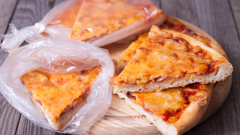 Slices of pizza in bags