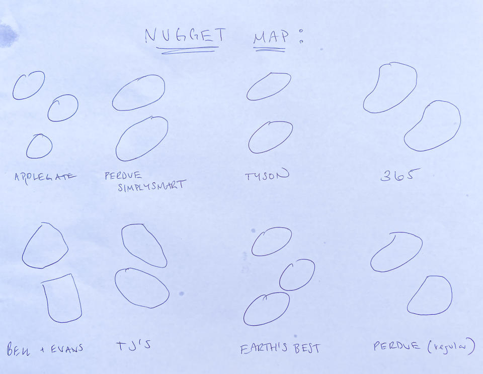 Ross's hand-drawn picture of the nugget map