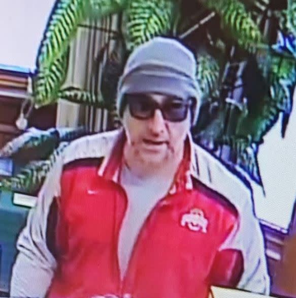 A man pretending to be blind robbed a Centerburg bank on Thursday morning, investigators said. (Courtesy Photo/Knox County Sheriff’s Office)