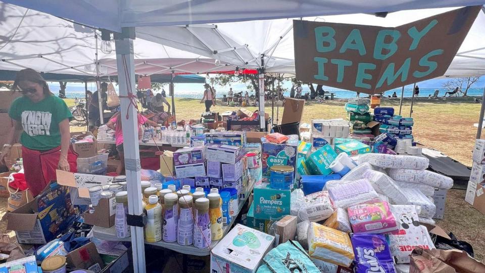PHOTO: Baby supplies are set up for distribution by Pacific Birth Collective, a nonprofit organization based in Maui. (Pacific Birth Collective)