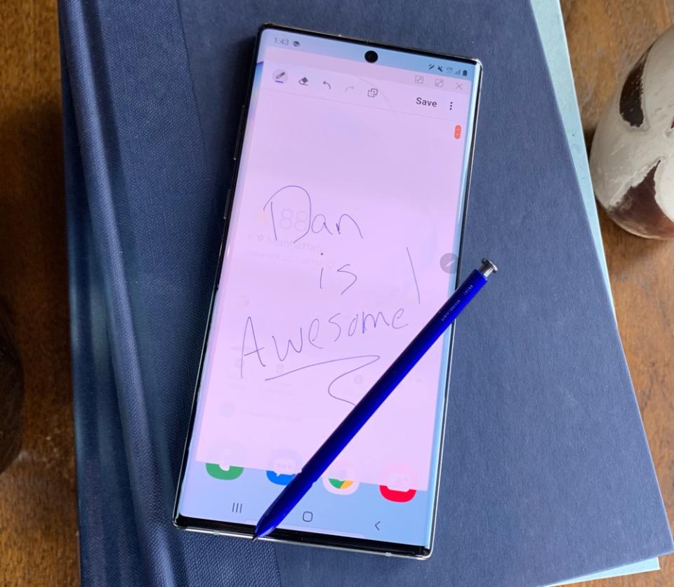 Samsung's Galaxy Note10+ packs the company's fantastic S Pen stylus. (Image: Howley)