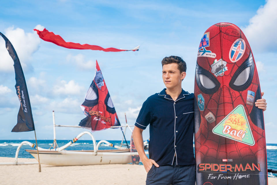 DENPASAR, BALI, INDONESIA - MAY 28: Tom Holland attends a photocall for "Spider-Man: Far From Home" during the Pan-Asian Media Summit Bali event on May 28, 2019 in Denpasar, Bali, Indonesia. (Photo by Anthony Kwan/Getty Images for Sony Pictures Entertainment )