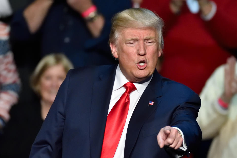 <p>Illustrative photo-Donald Trump pointing towards crowd (Shutterstock)</p>
