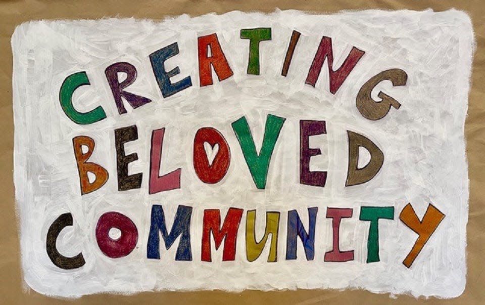 Artwork by the Blandford family of Wellfleet shows the theme of the ArtPeaceMakers' 20th annual Wellfleet-centered celebration of the holiday for the Rev. Dr. Martin Luther King Jr.