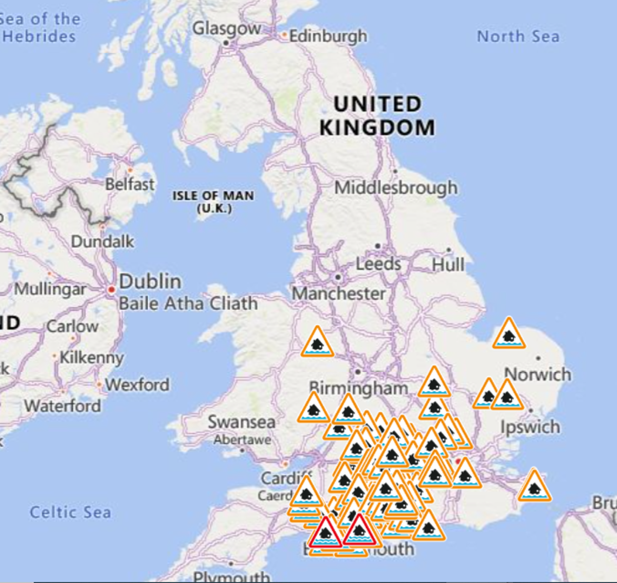 Flood warnings and alerts across the country on Easter Monday (Environment Agency)