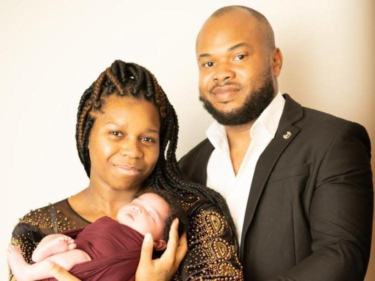 Shalonda Trent and Precious Spik Ubaka with their new baby, Amiyah