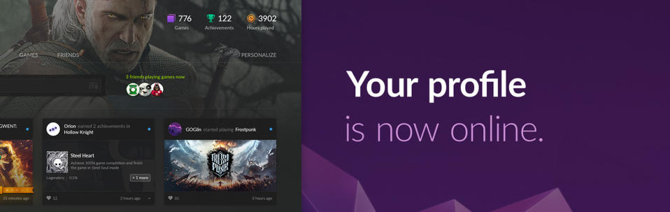 GOG is introducing user profiles, which will bring a touch of social