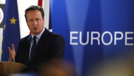 United Kingdom's Prime Minister Cameron addresses a news conference after the EU Summit in Brussels, Belgium, June 28, 2016. REUTERS/Phil Noble
